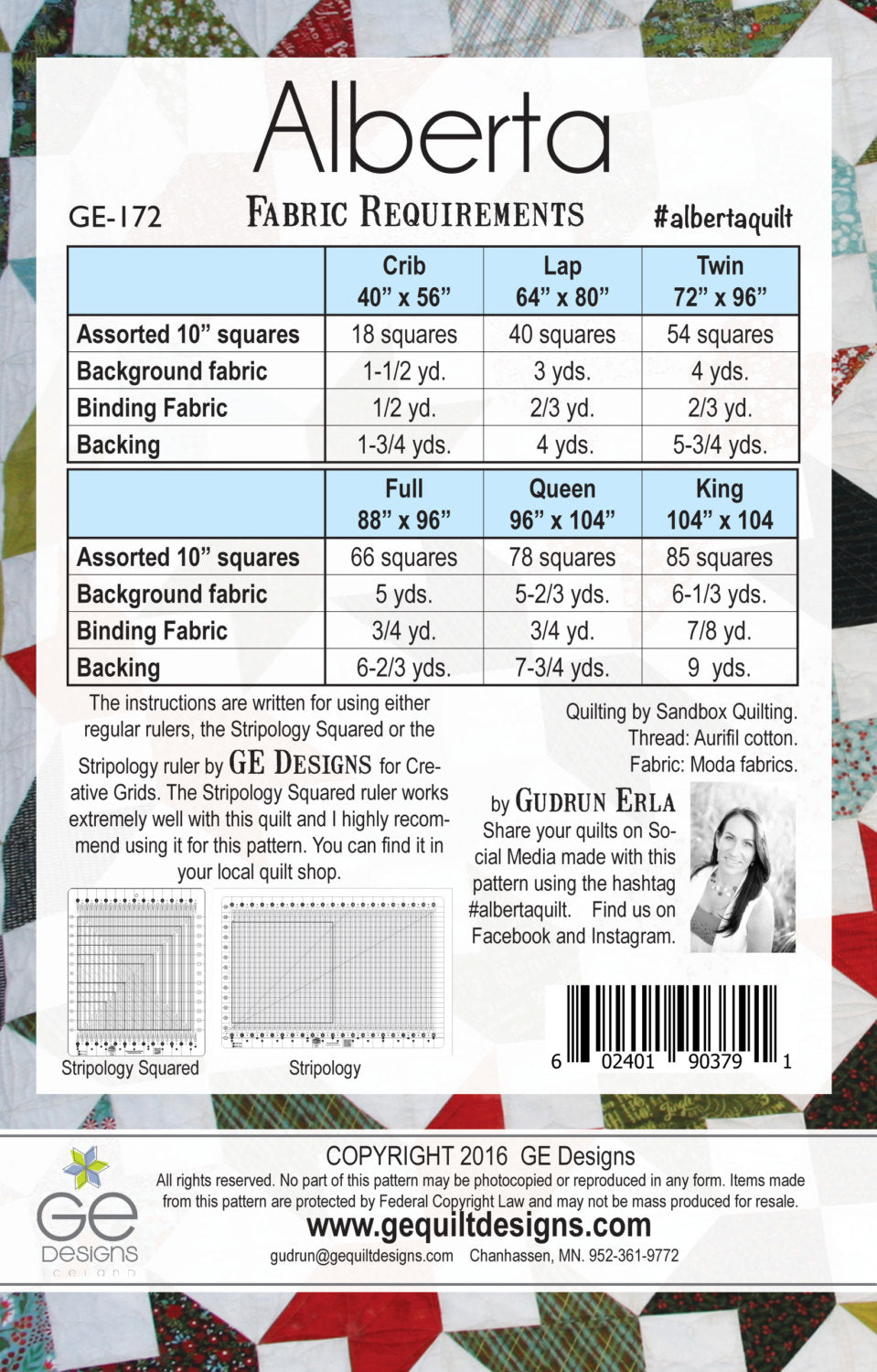Alberta 10" Square Pattern 172 Pattern GE Designs