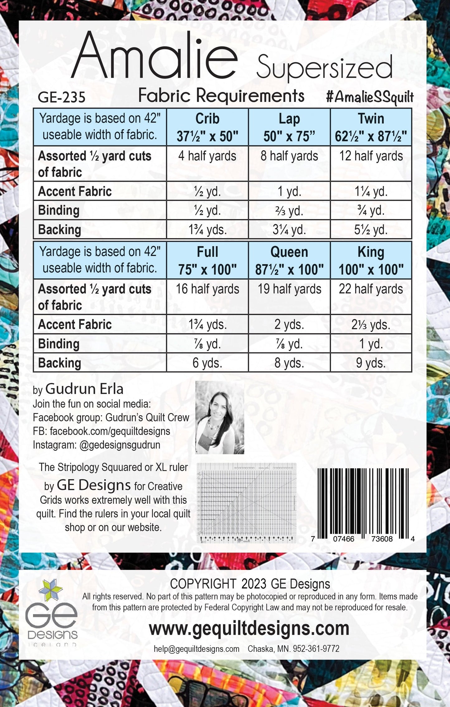 Amalie Supersized Pattern 235 Pattern GE Designs