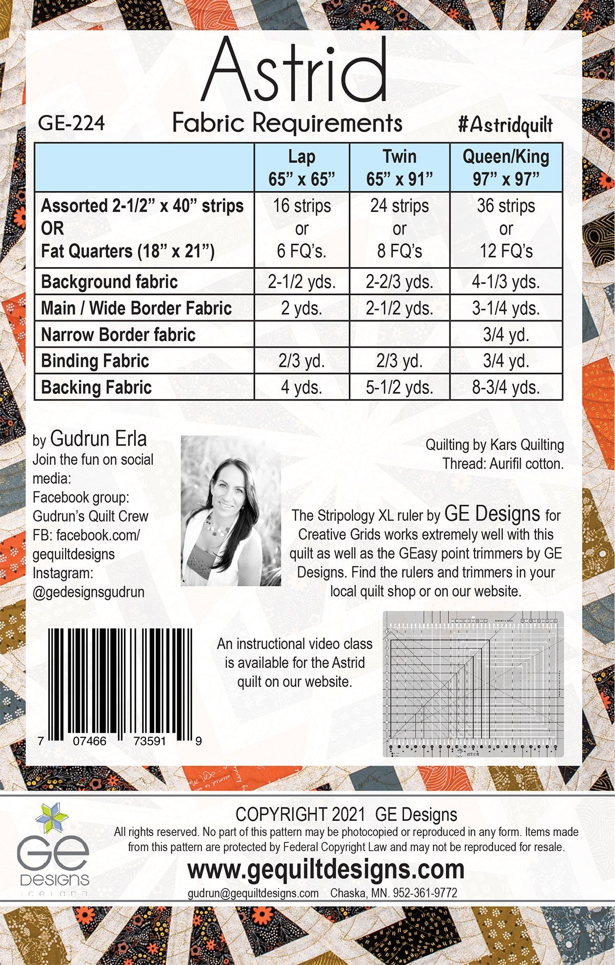 Astrid - 2-1/2" Strip Pattern 224 Pattern GE Designs