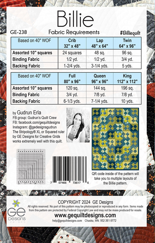 Billie - 10" square Pattern 238 Pattern GE Designs