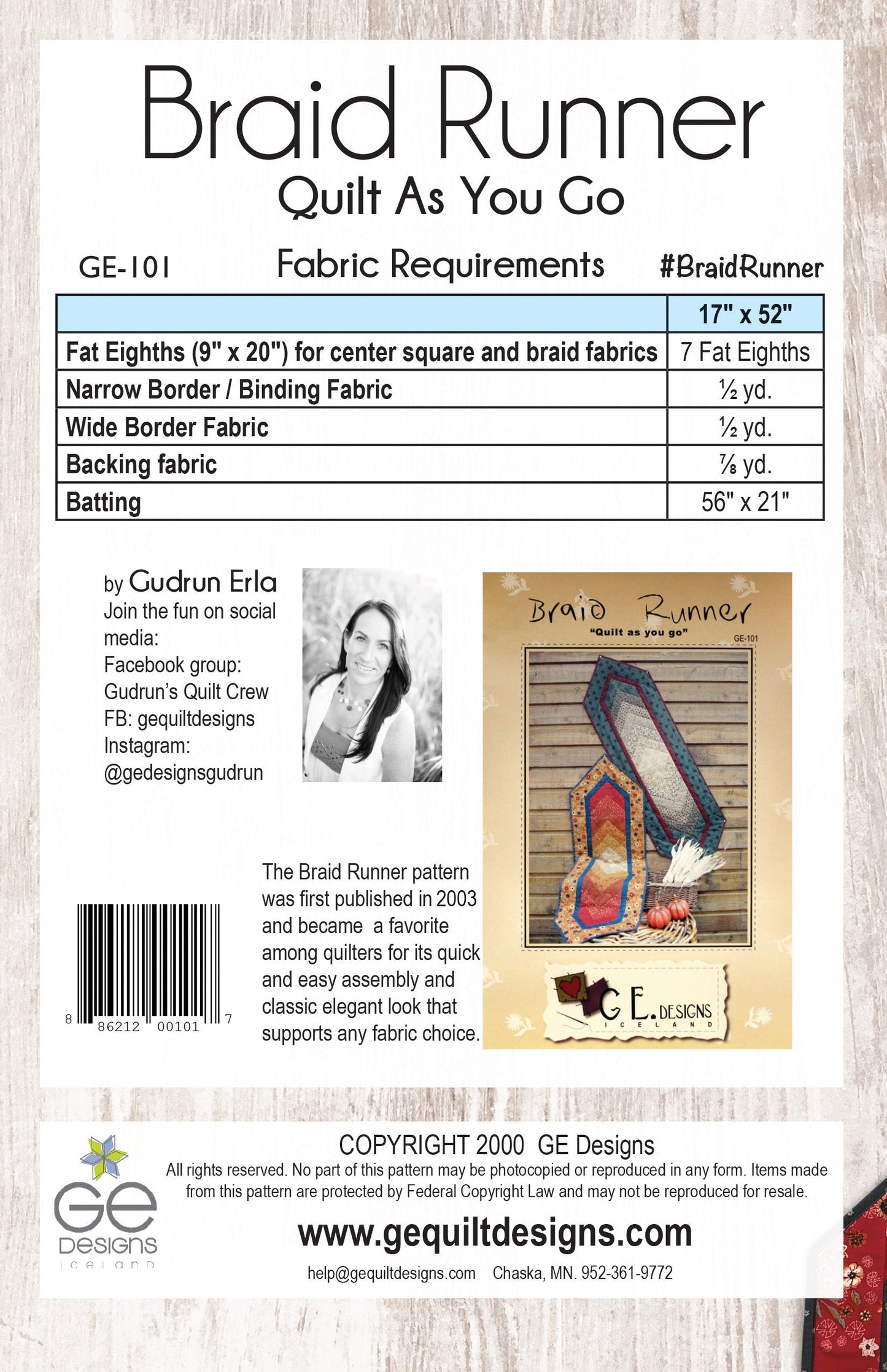 Braid Runner Table Runner Pattern 101 Pattern GE Designs