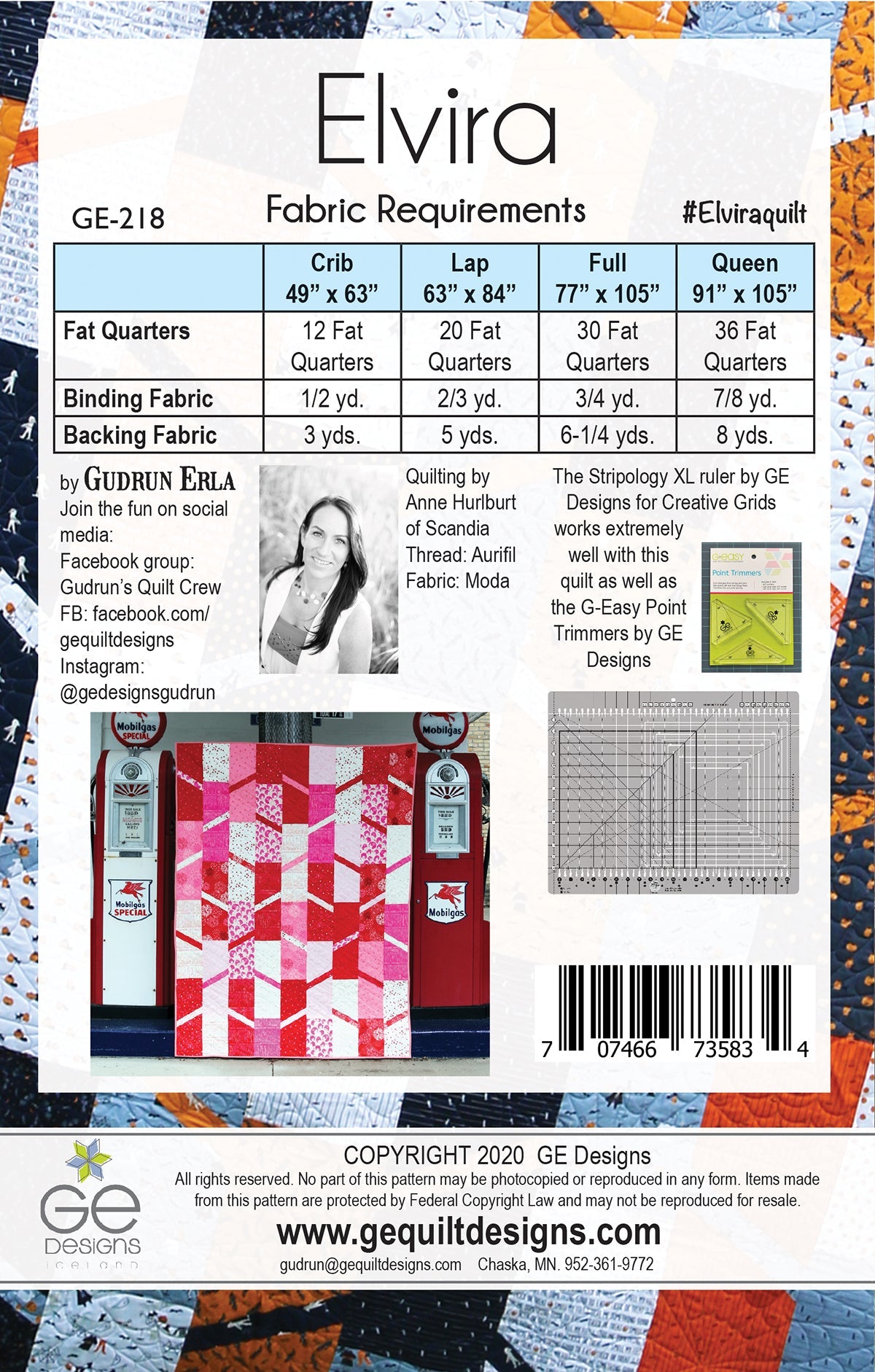 Elvira - Fat Quarter Pattern 218 Pattern GE Designs