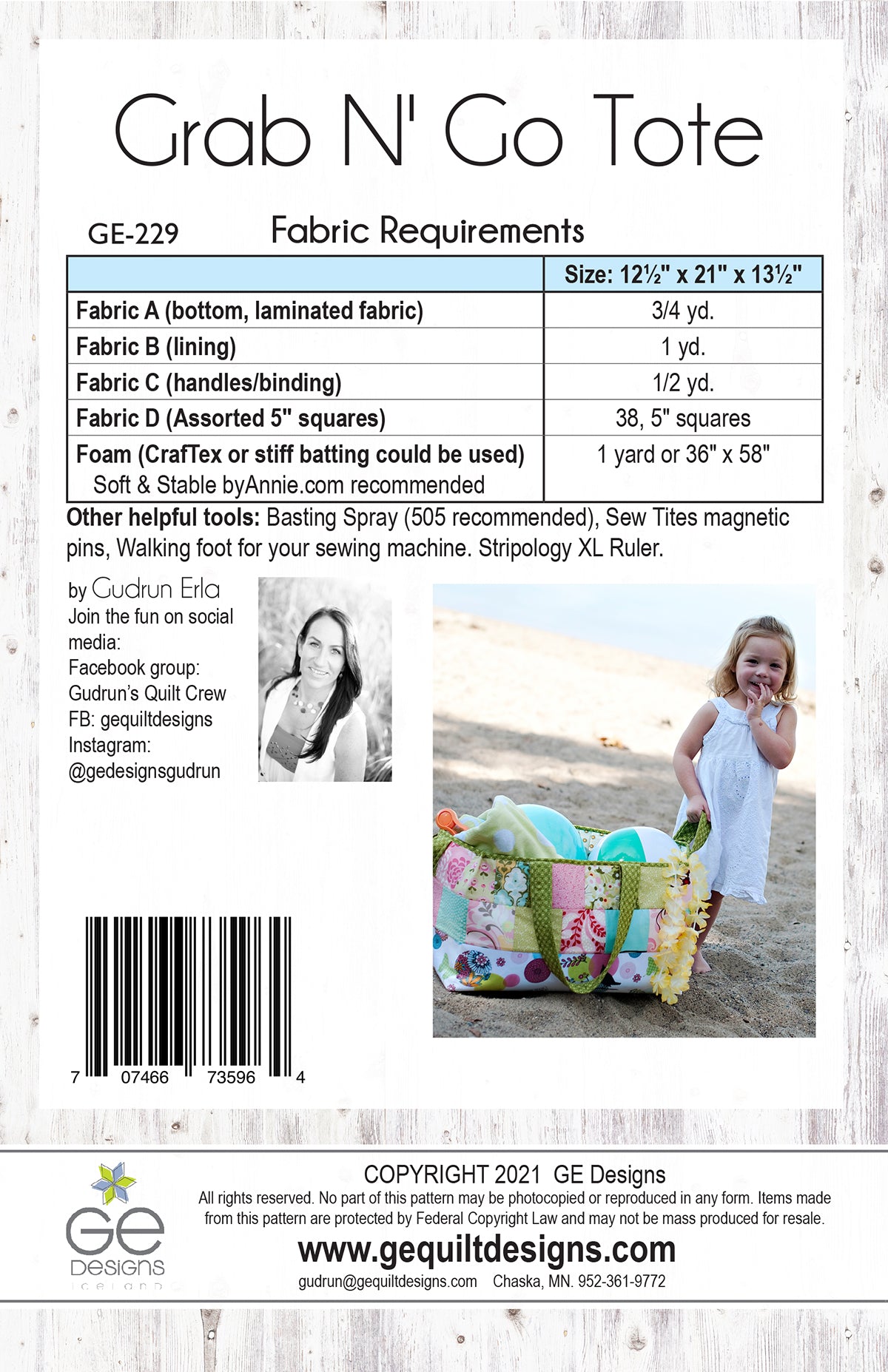Grab N' Go Tote Pattern 229 Pattern GE Designs