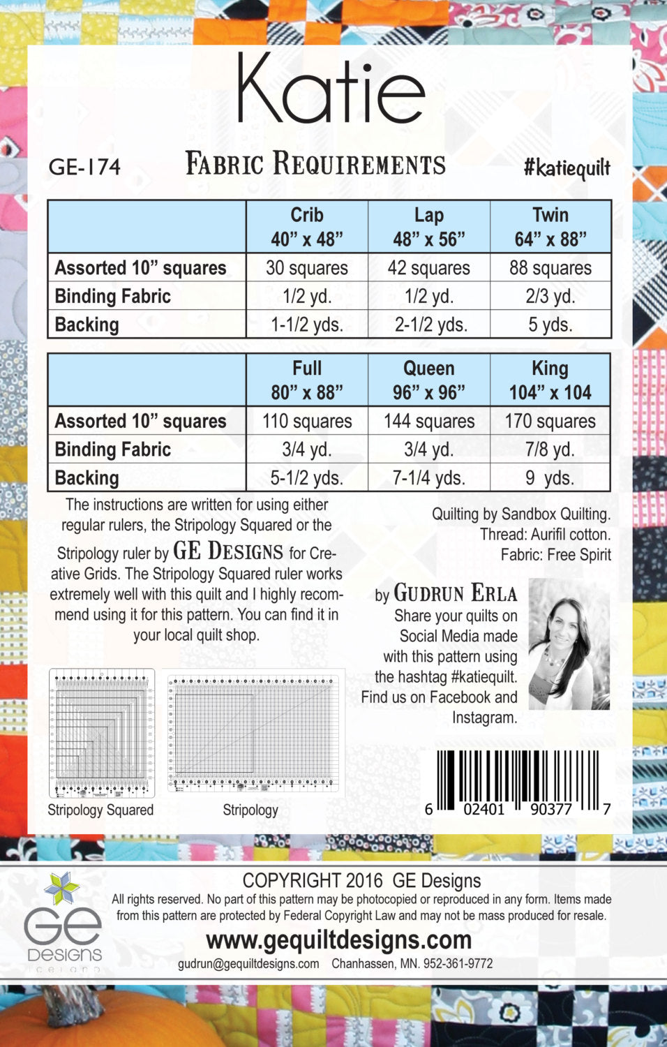 Katie 10" Square Pattern 174 Pattern GE Designs
