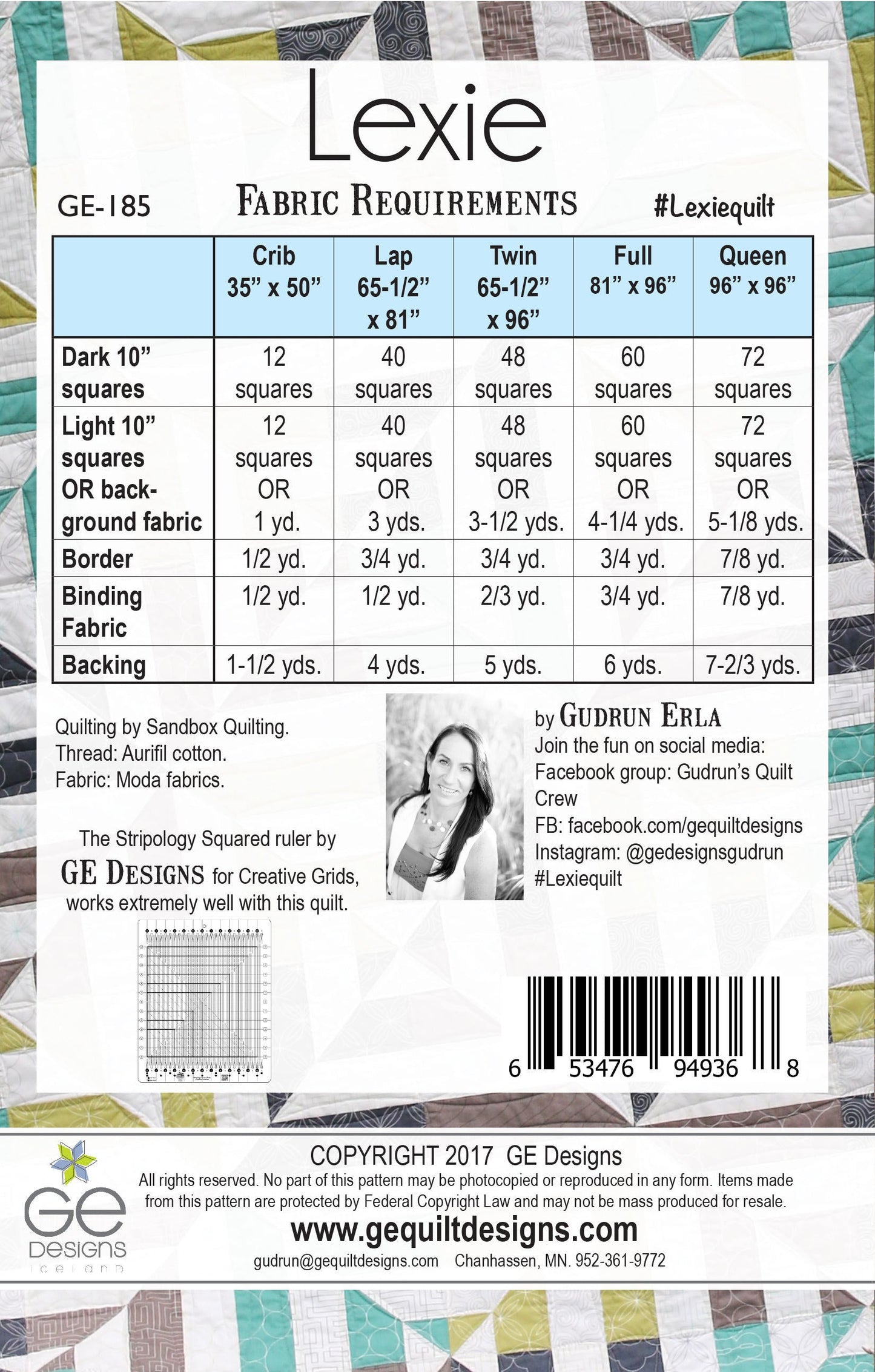 Lexie 10" Square Pattern 185 Pattern GE Designs