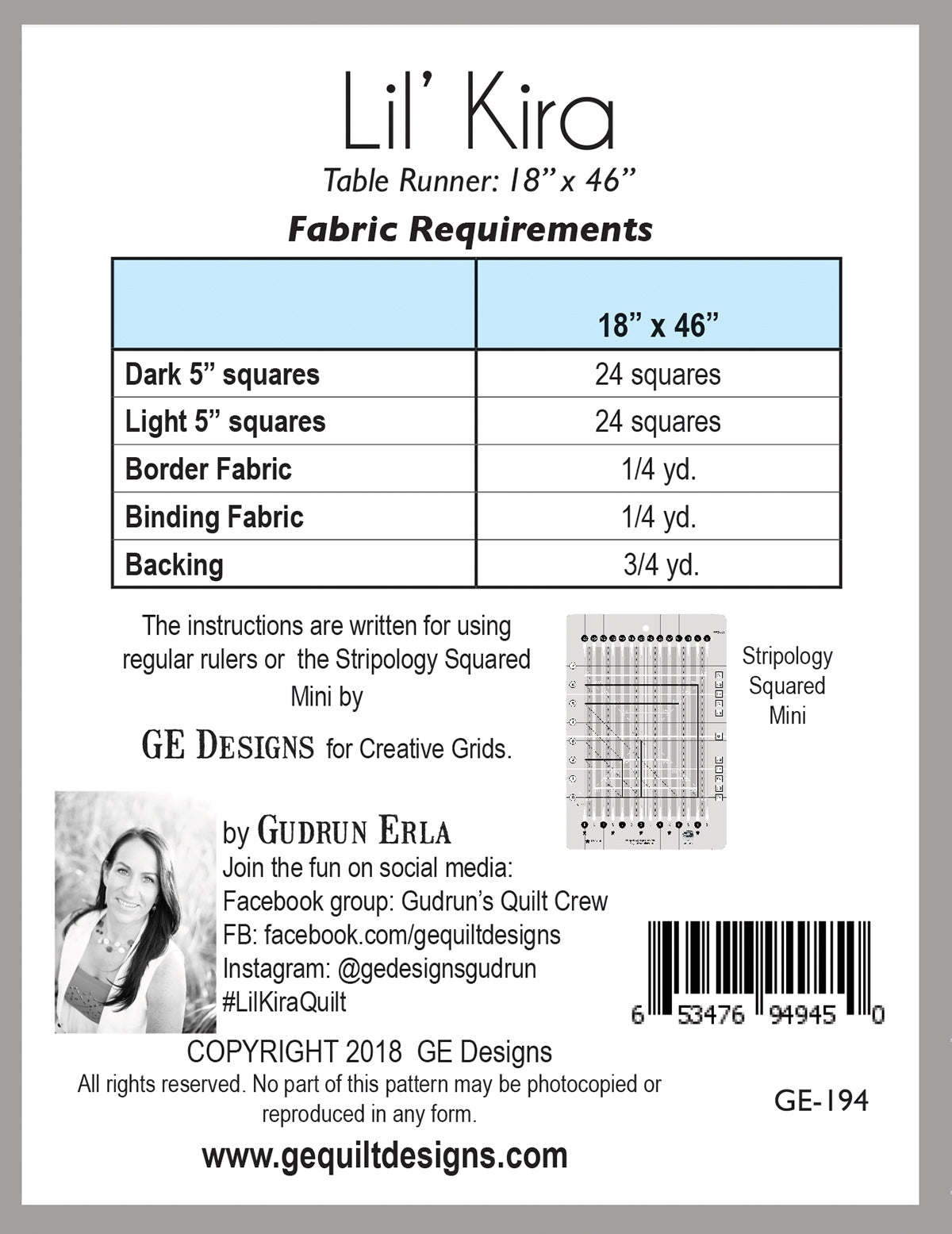 Lil' Kira - Table Runner Pattern 194 Pattern GE Designs