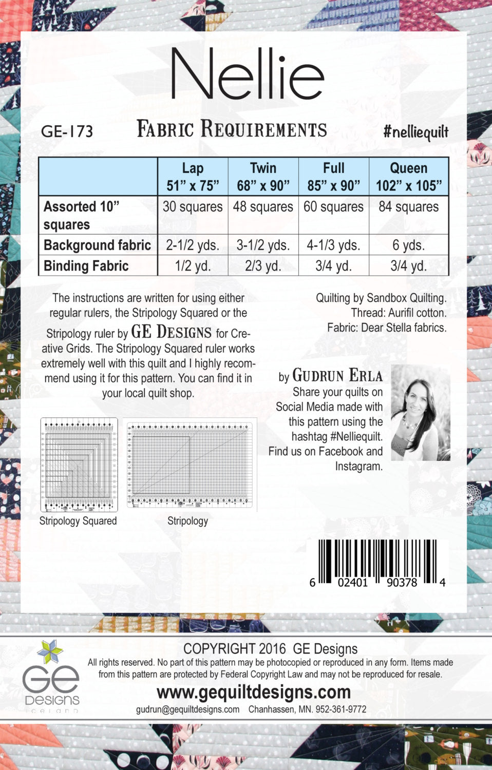 Nellie 10" Square Pattern 173 Pattern GE Designs