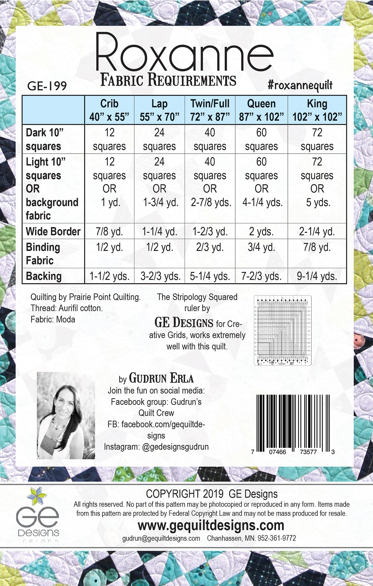 Roxanne - 10" Square Pattern 199 Pattern GE Designs