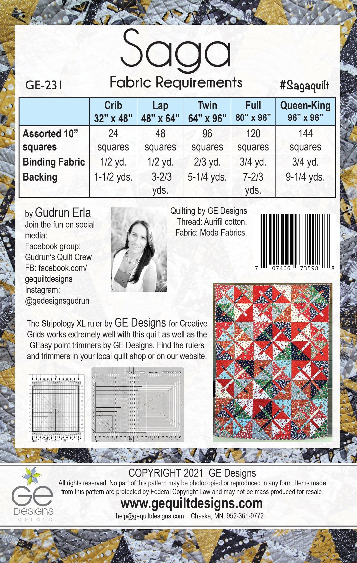 Saga - 10" Square Pattern 231 Pattern GE Designs