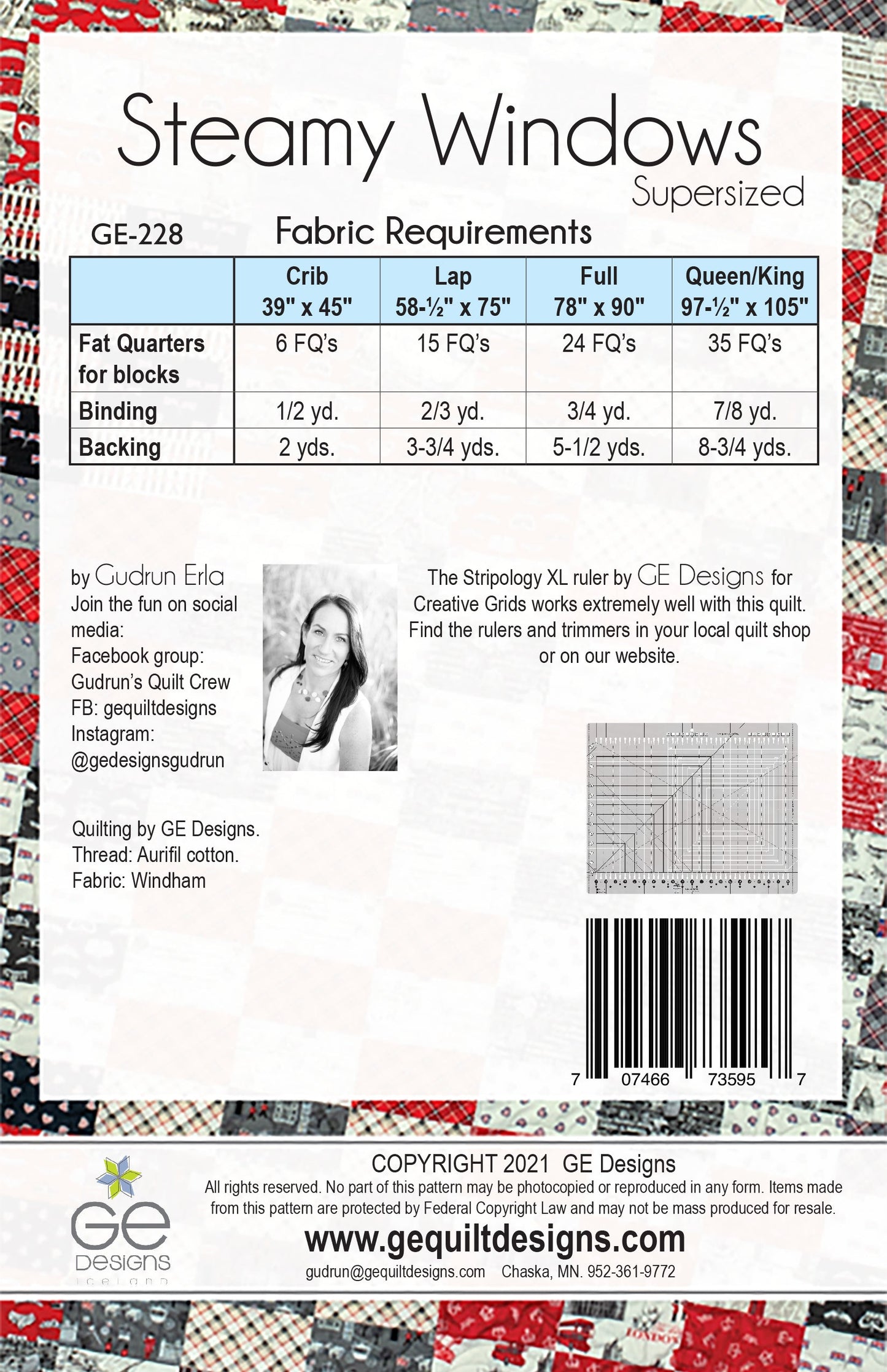 Steamy Windows Supersized Pattern 228 Pattern GE Designs