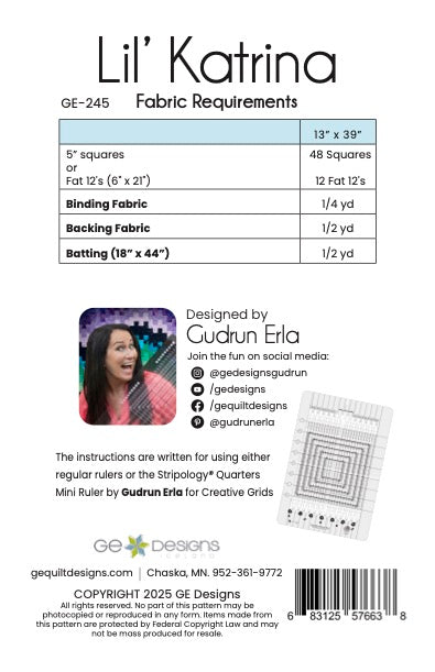 Lil' Katrina- Table Runner Pattern 245 Pattern GE Designs