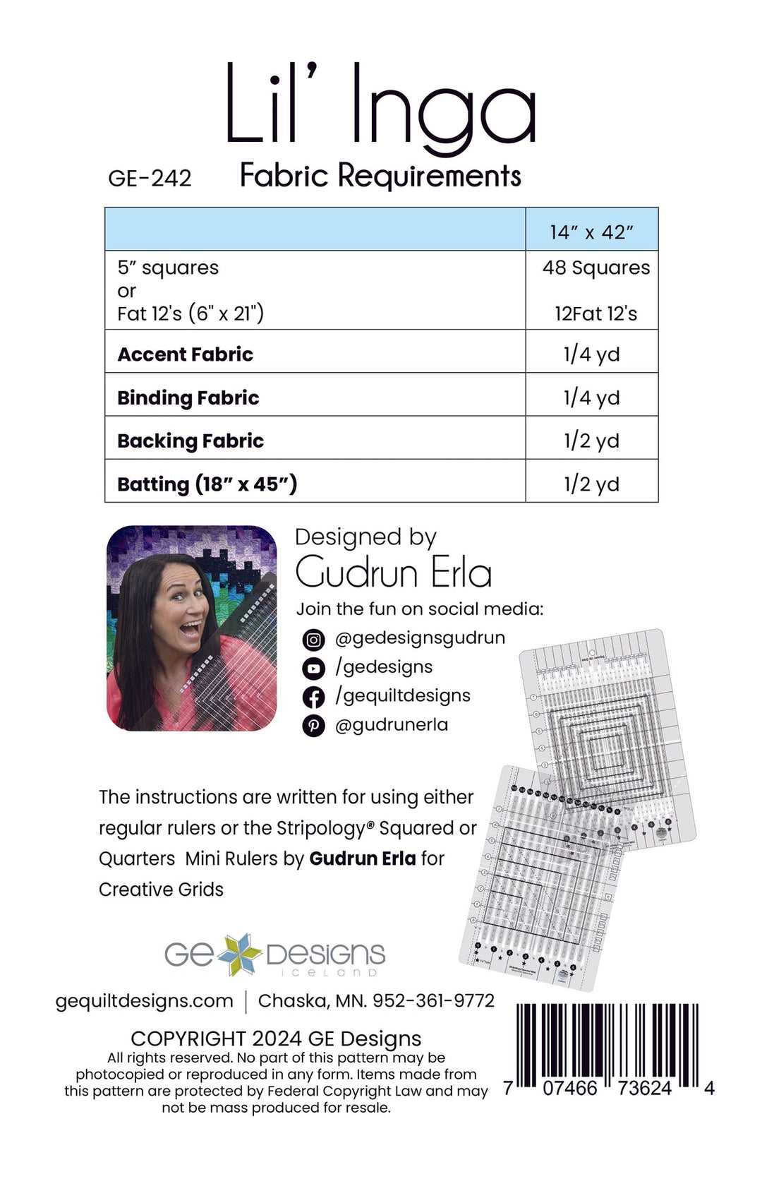 Lil' Inga - PDF Table Runner Pattern 242 Pattern GE Designs