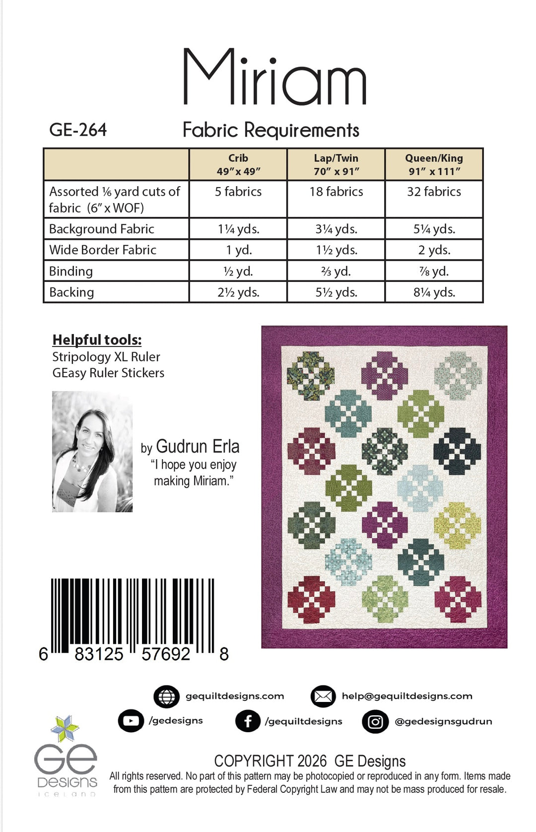 Miriam Quilt Pattern GE-264