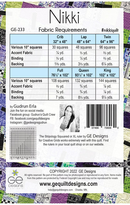 Nikki - 10" square Pattern 233 Pattern GE Designs   