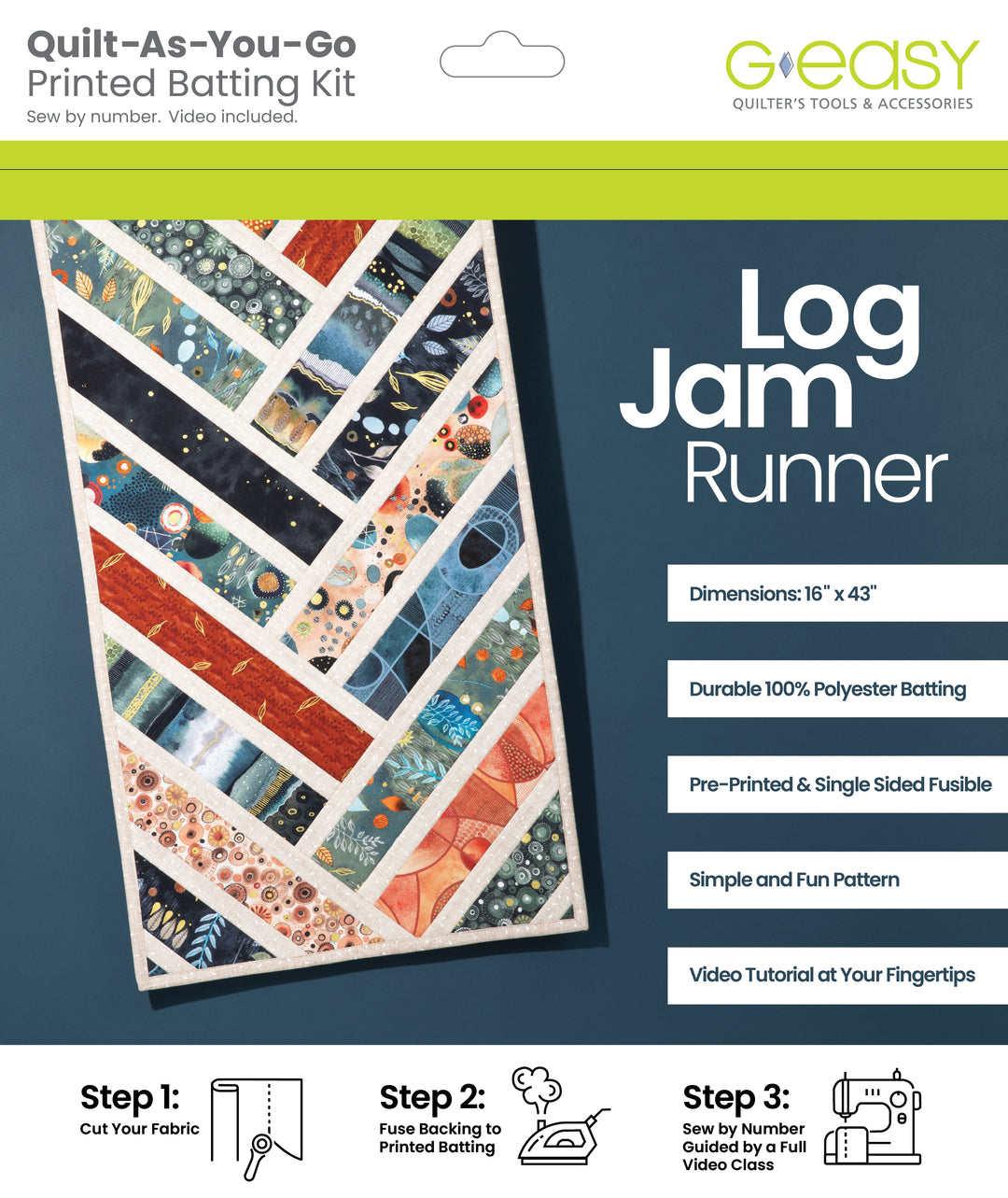 Quilt-As-You-Go Batting Kit - Log Jam Runner, quilt pattern