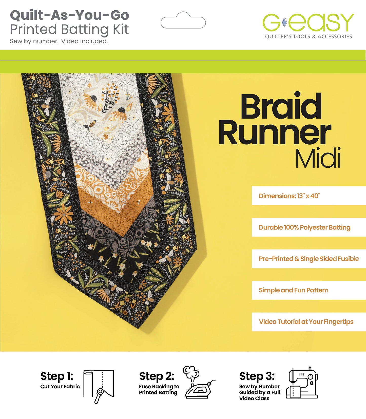 Quilt-As-You-Go Batting Kit PREORDER - Braid Runner Midi Pattern GE Designs