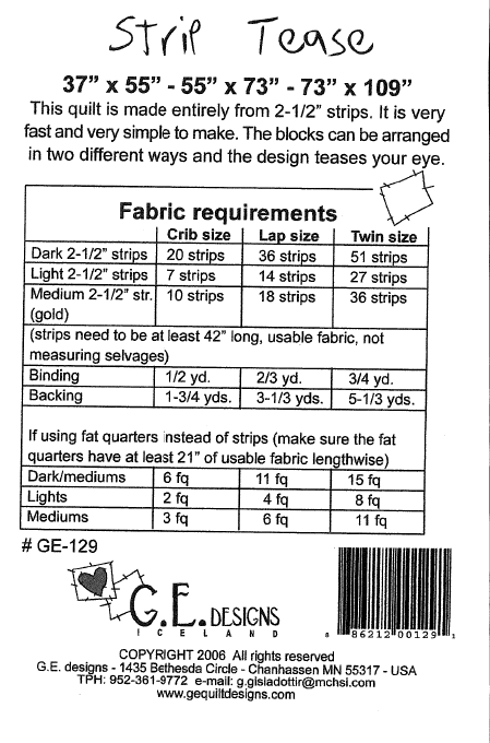 Strip Tease Pattern