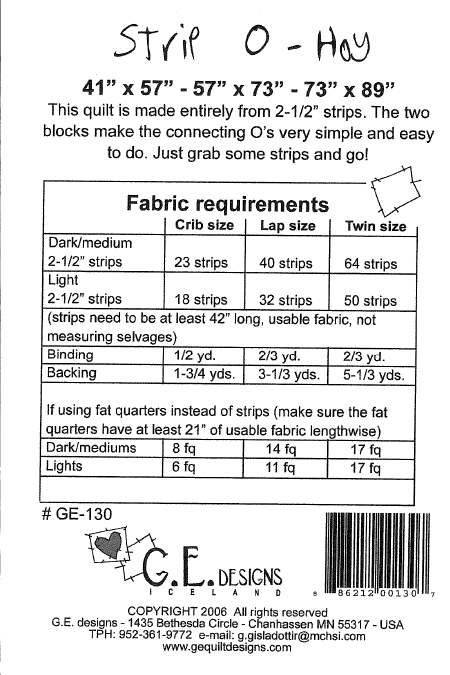 Strip O'Hoy Pattern 130