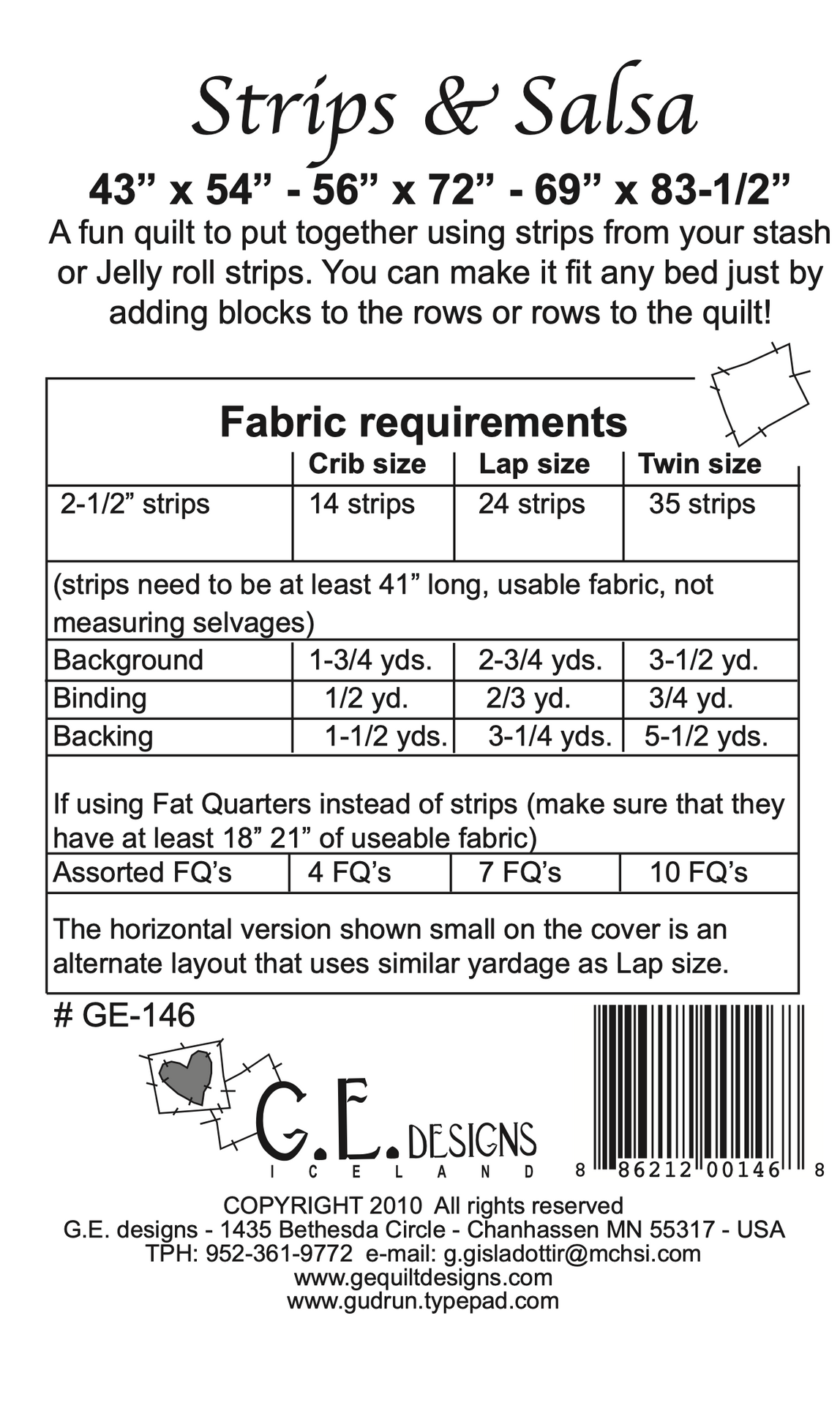 Strips & Salsa Quilt Pattern 146 Pattern GE Designs   