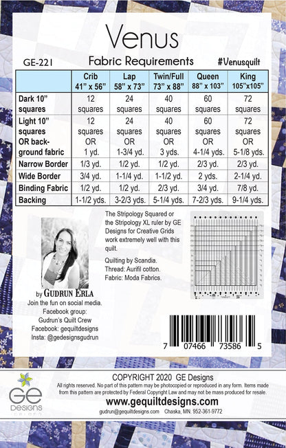 Venus - 10" Square Pattern 221 Pattern GE Designs   
