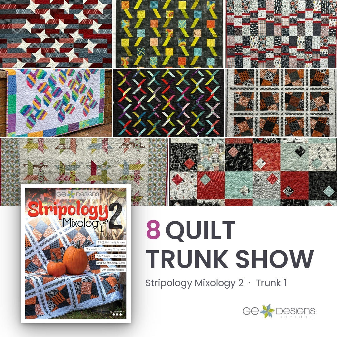 Stripology Mixology 2 Trunk 1, an 8 quilt trunk show from GE Designs