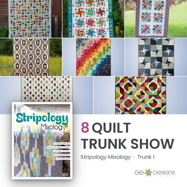 Stripology Mixology Trunk 1, an 8 quilt trunk show from GE Designs