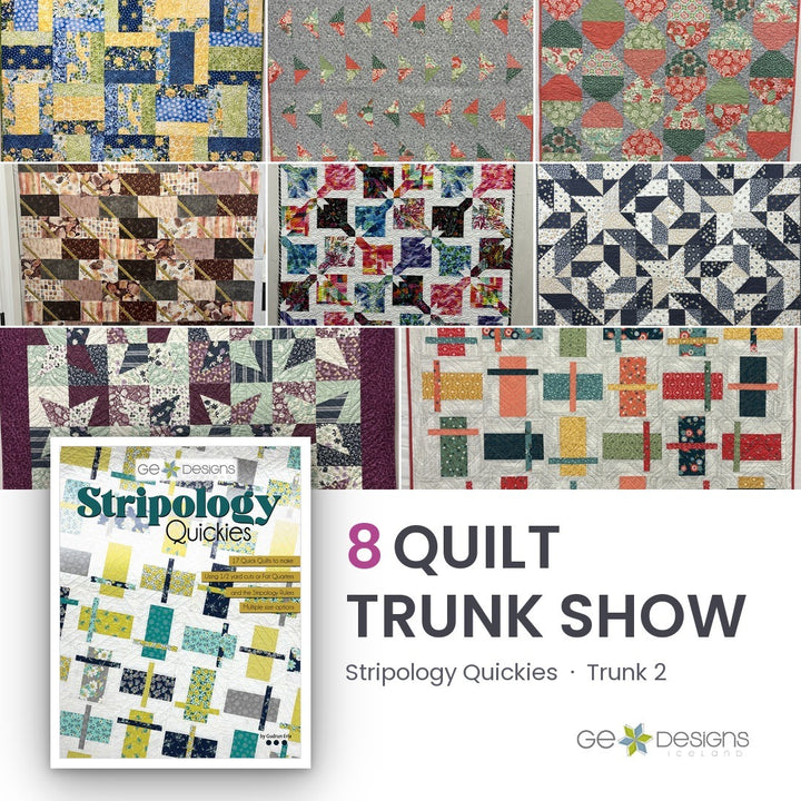 Stripology Quickies Trunk 2, an 8 quilt trunk show from GE Designs