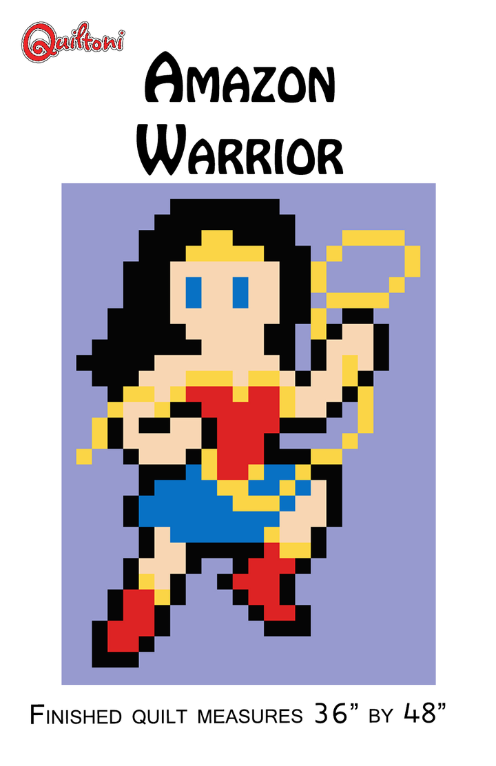 Pattern cover: Quiltoni Amazon Warrior pixel quilt pattern