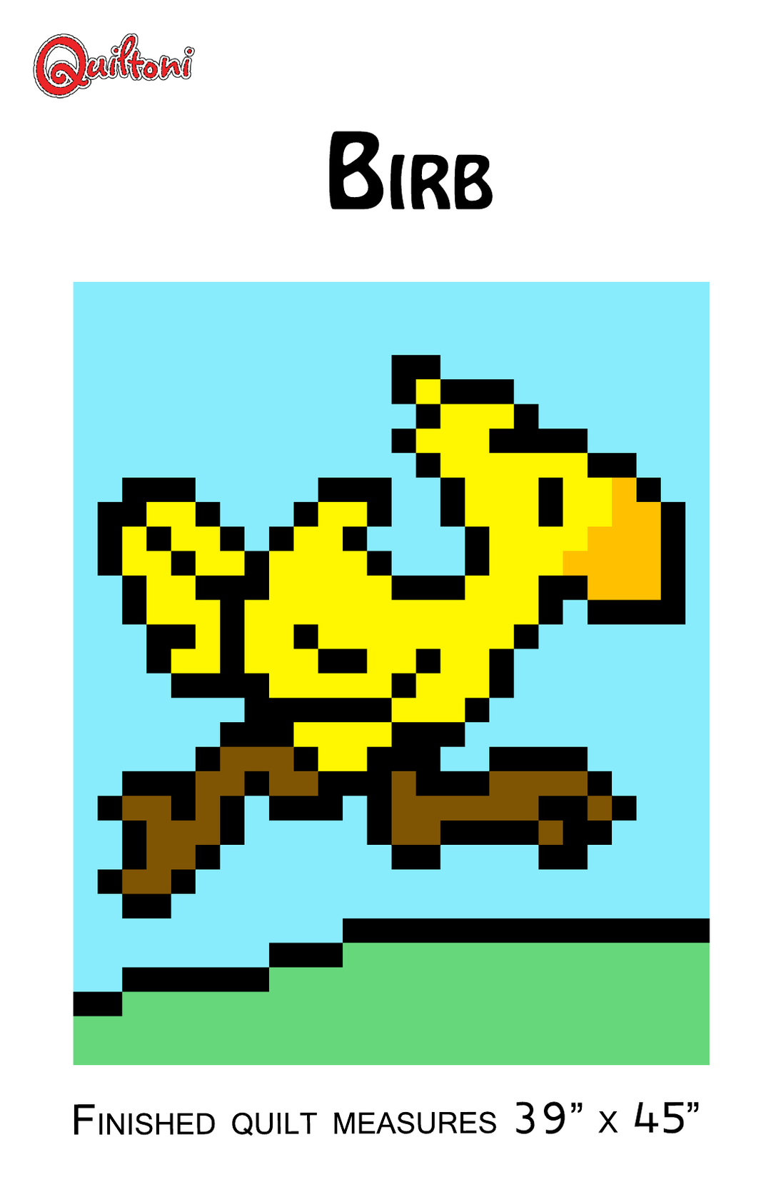 Pattern cover: Quiltoni Birb pixel quilt pattern