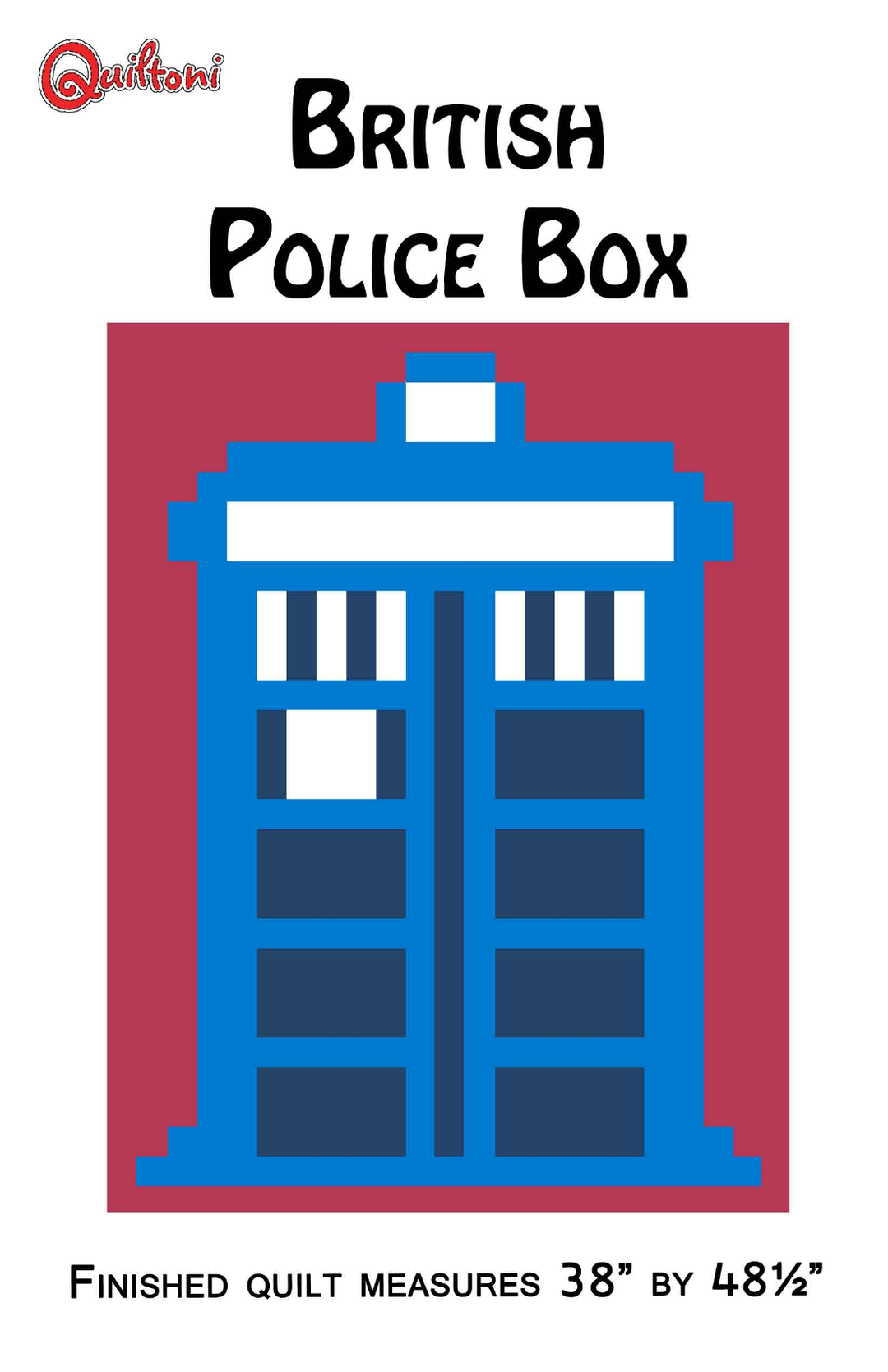 Pattern cover: Quiltoni British Police Box pixel quilt pattern