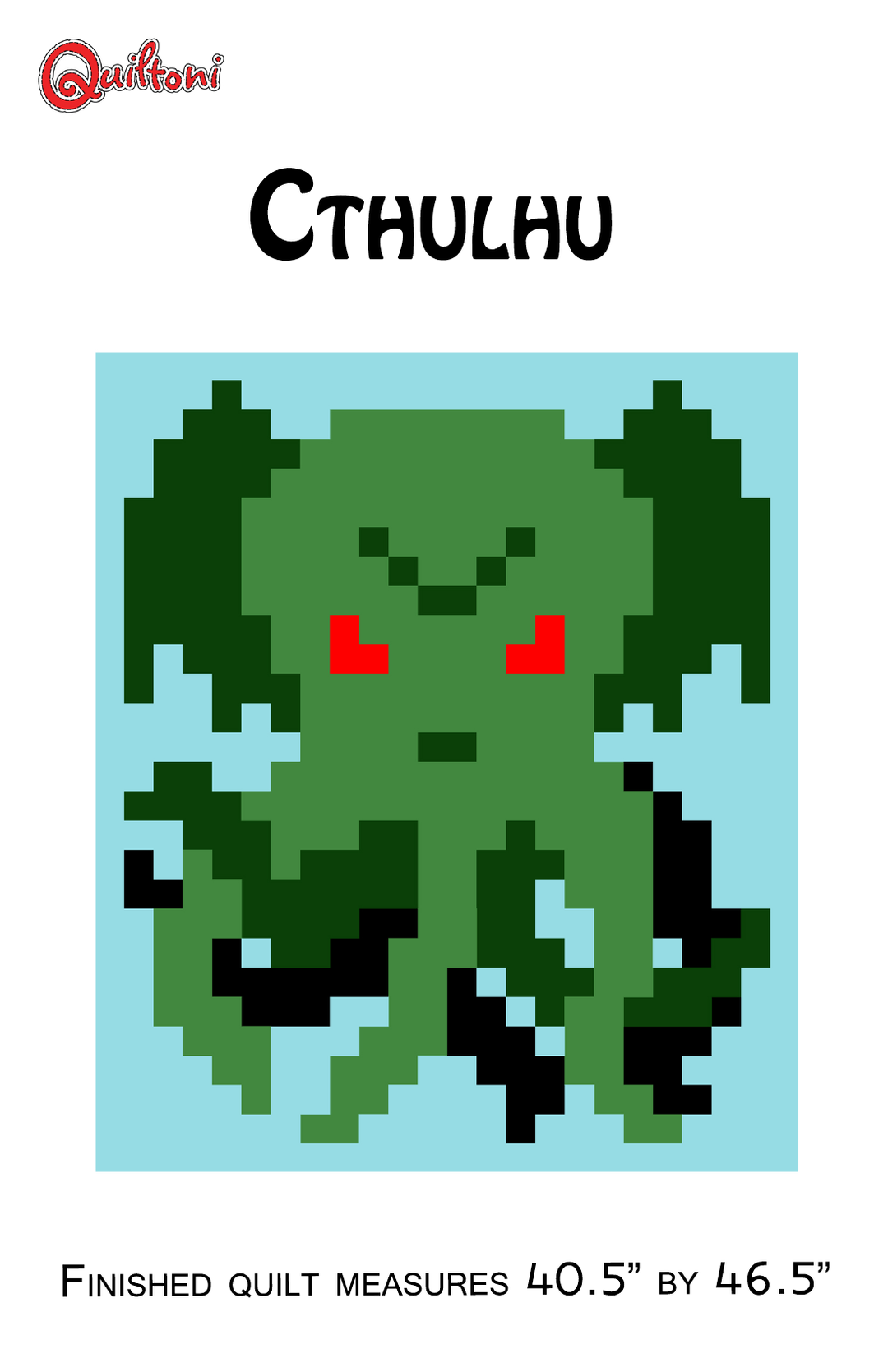 Pattern cover: Quiltoni Cthulhu pixel quilt pattern