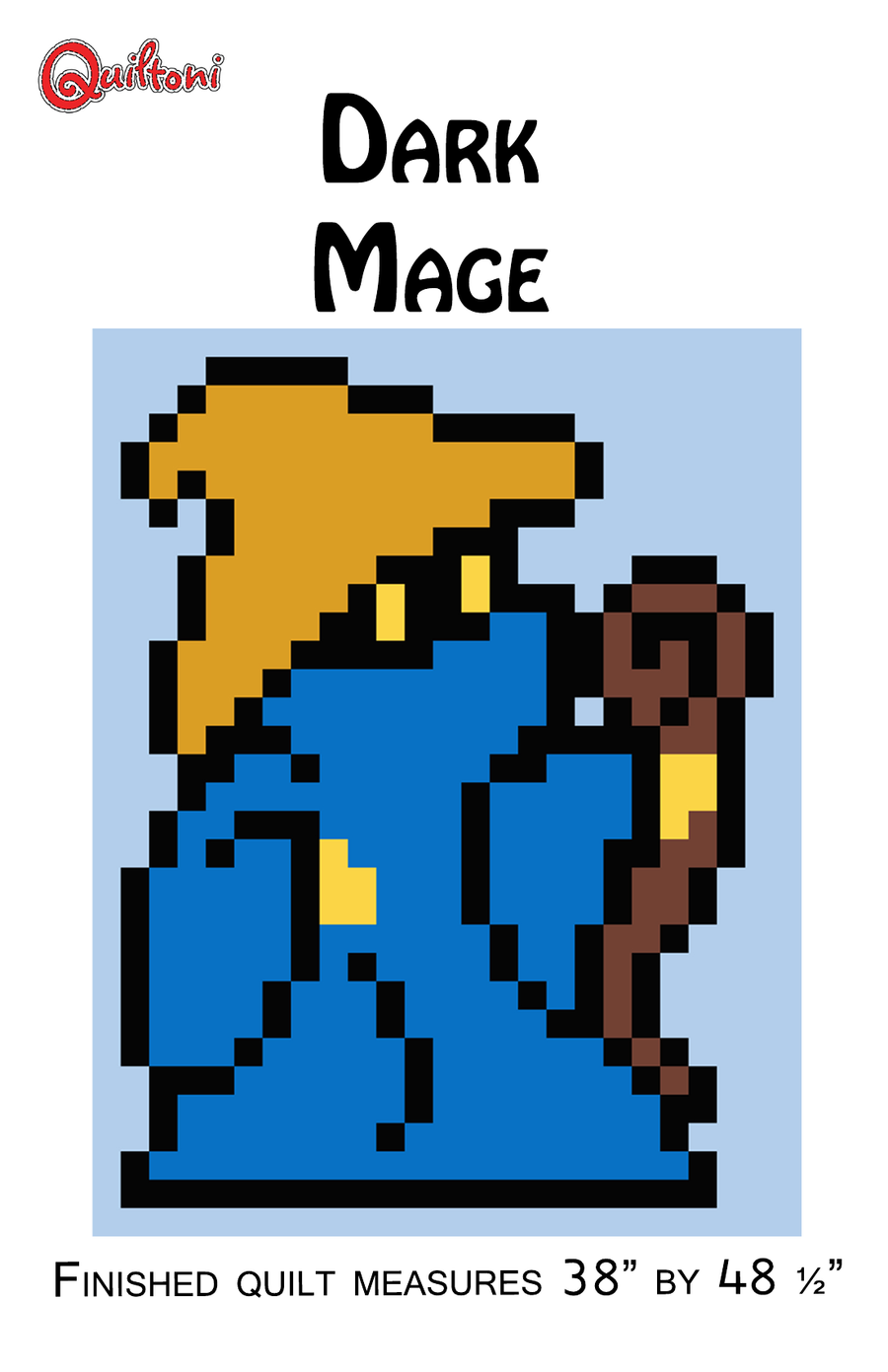 Pattern cover: Quiltoni Dark Mage pixel quilt pattern