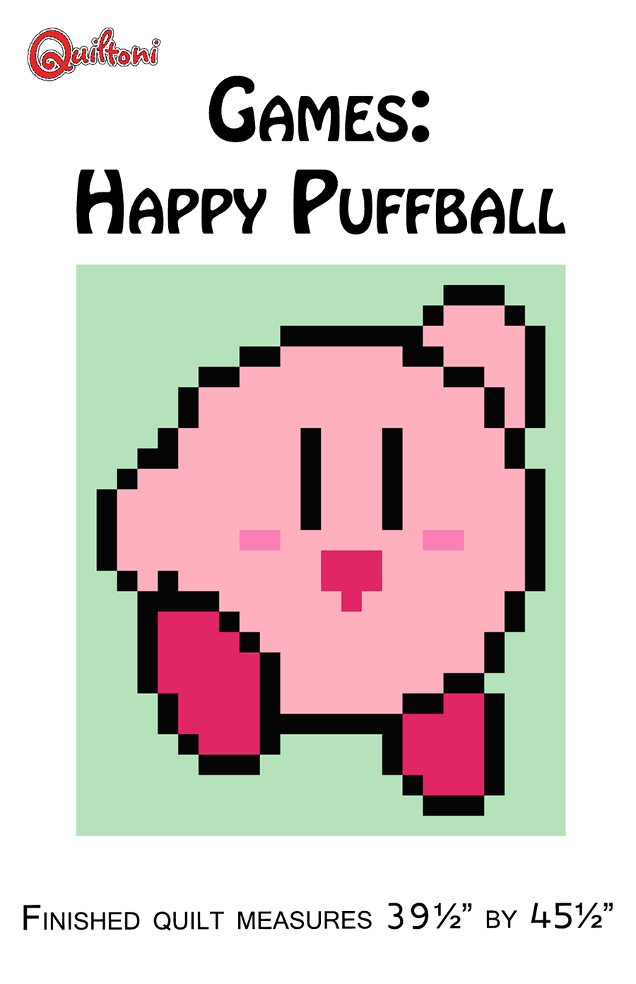 Pattern cover: Quiltoni Games: Happy Puffball pixel quilt pattern
