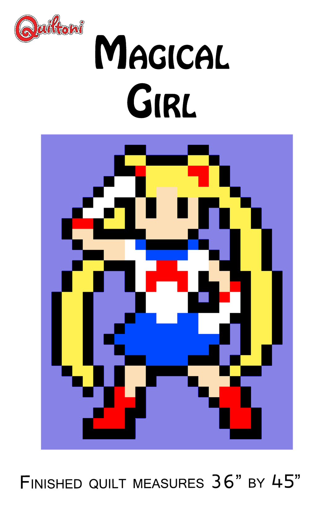 Pattern cover: Quiltoni Magical Girl pixel quilt pattern