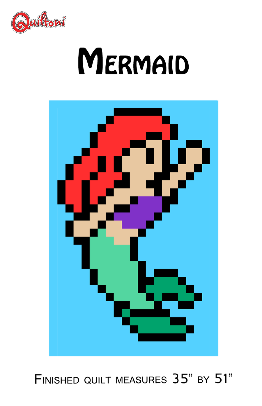 Pattern cover: Quiltoni Mermaid pixel quilt pattern