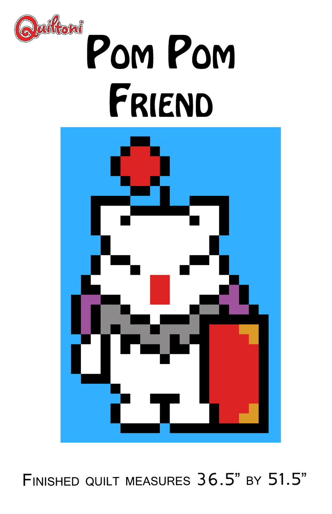 Pattern cover: Quiltoni Pom Pom Friend pixel quilt pattern