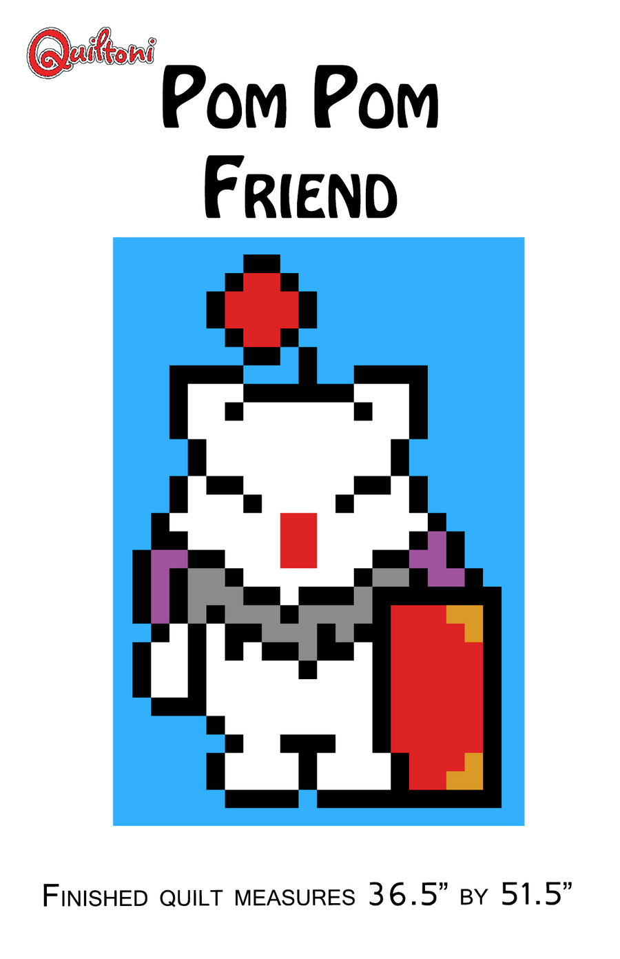 Pattern cover: Quiltoni Pom Pom Friend pixel quilt pattern