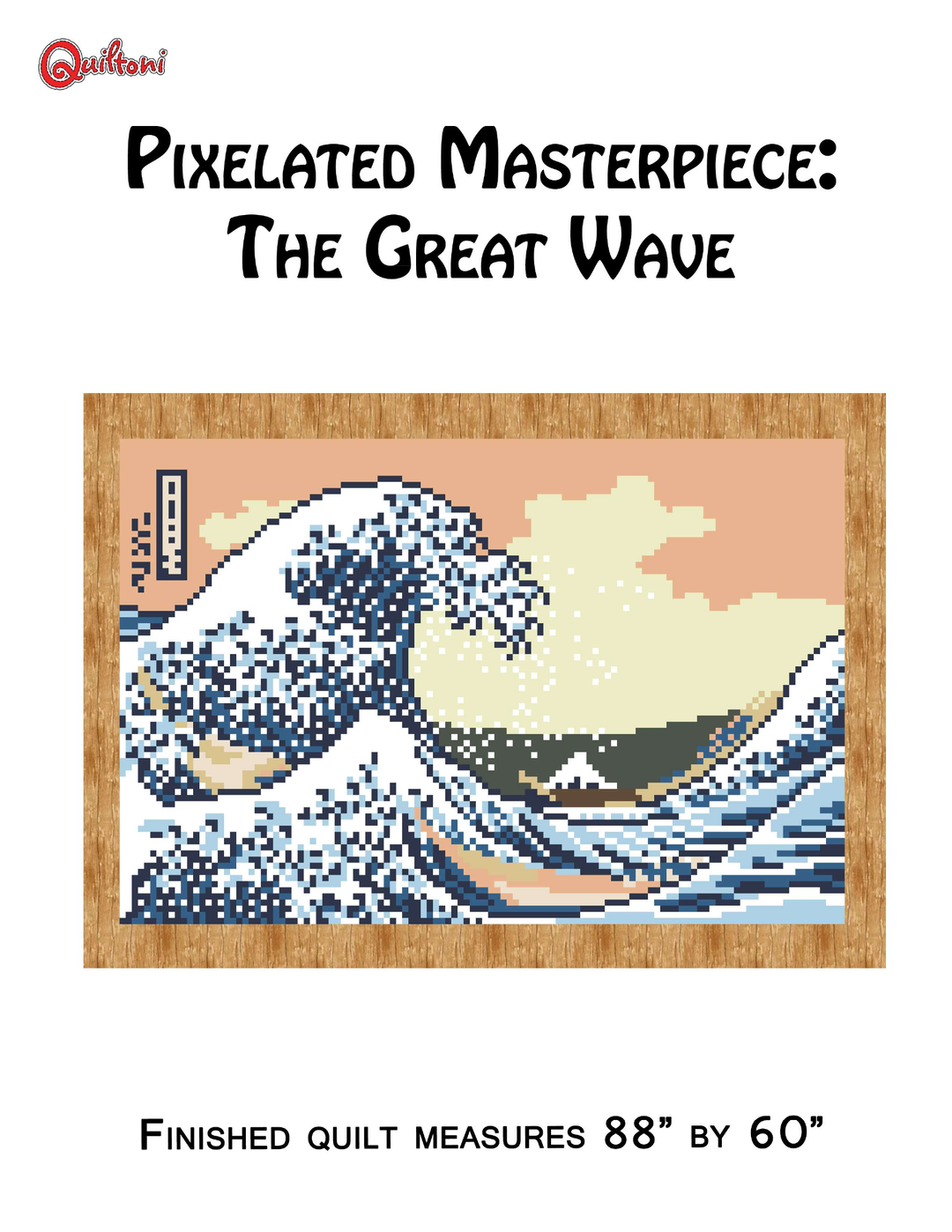 Pattern cover: Quiltoni Pixelated Masterpiece: The Great Wave pixel quilt pattern