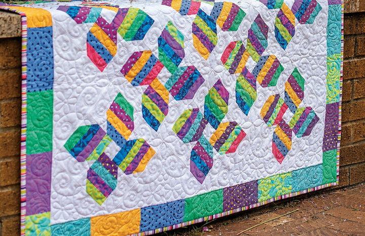 Spinning Daisies quilt, part of the Stripology Mixology 2 Trunk 1 trunk show